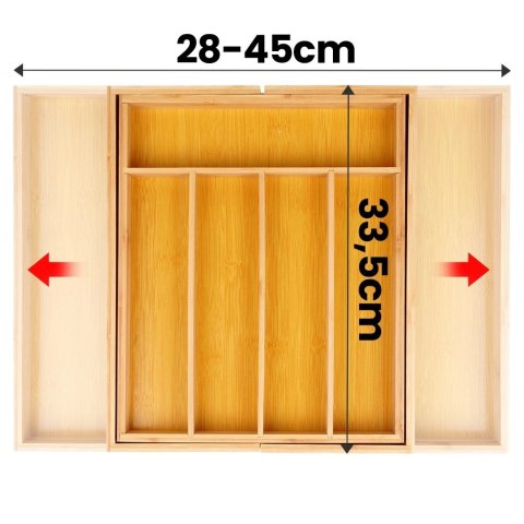 Grupa Orion Sp. z o.o. Wkład na Sztućce do Szuflady VILDE Bambus Rozsuwany 28-45 cm