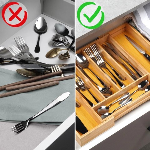 Grupa Orion Sp. z o.o. Wkład na Sztućce do Szuflady VILDE Bambus Rozsuwany 28-45 cm