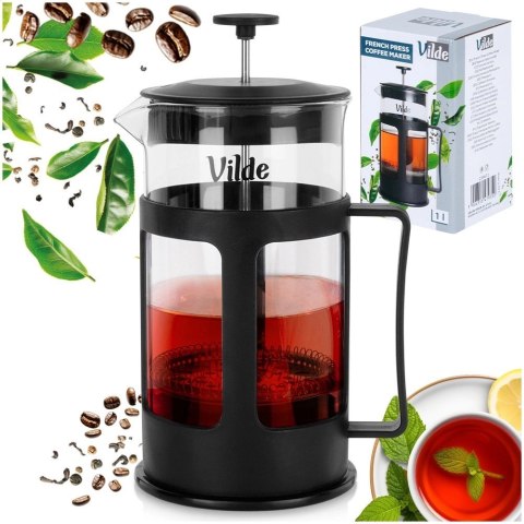 Grupa Orion Sp. z o.o. Zaparzacz Tłokowy 1 L VILDE French Press Szkło Borokrzemowe Tłok