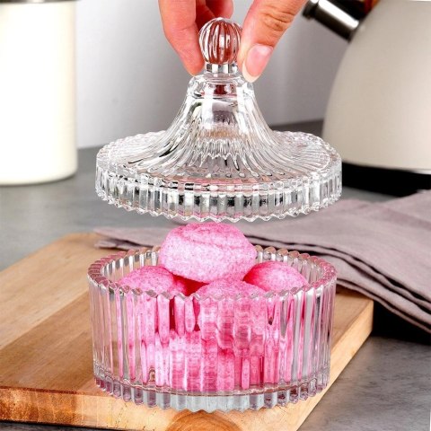 EDCO Eindhoven BV Cukierniczka Szklana ALPINA 250 ml Kryształowe Zdobienia z Pokrywką