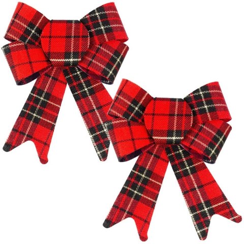 Grupa Orion Sp. z o.o. Kokarda Dekoracyjna Świąteczna HSD 2 szt. Kratka 13 x 17 cm do Ozdoby