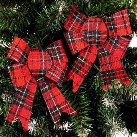 Grupa Orion Sp. z o.o. Kokarda Dekoracyjna Świąteczna HSD 2 szt. Kratka 13 x 17 cm do Ozdoby