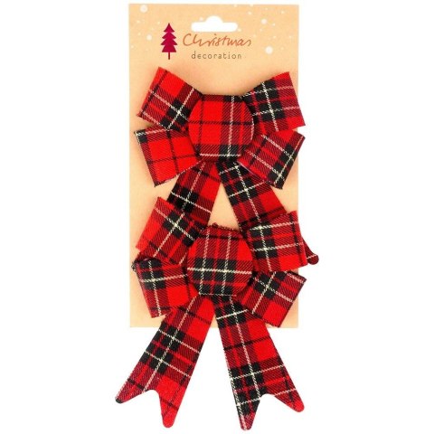 Grupa Orion Sp. z o.o. Kokarda Dekoracyjna Świąteczna HSD 2 szt. Kratka 13 x 17 cm do Ozdoby