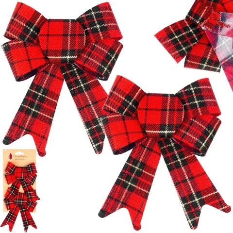 Grupa Orion Sp. z o.o. Kokarda Dekoracyjna Świąteczna HSD 2 szt. Kratka 13 x 17 cm do Ozdoby