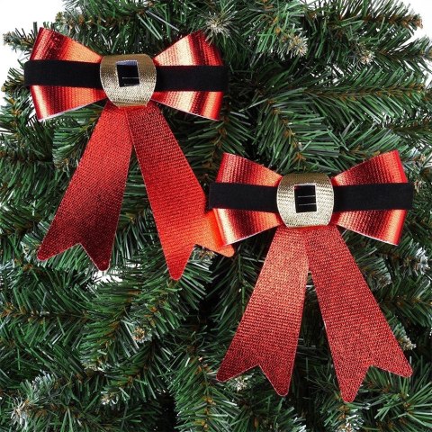 Grupa Orion Sp. z o.o. Kokarda Dekoracyjna Świąteczna HSD 2 szt. 15 x 17 cm Czerwona Połysk