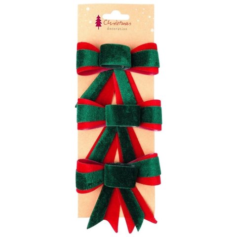 Grupa Orion Sp. z o.o. Kokarda Świąteczna HSD Welurowa 3 szt. 10,5 x 11 cm Mix Kolorów
