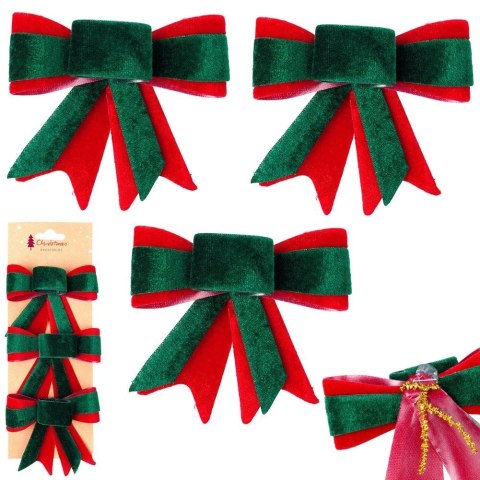 Grupa Orion Sp. z o.o. Kokarda Świąteczna HSD Welurowa 3 szt. 10,5 x 11 cm Mix Kolorów