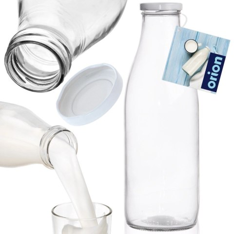 Grupa Orion Sp. z o.o. Butelka na Mleko ORION Szklana 1 L z Zakrętką do Napojów Soku
