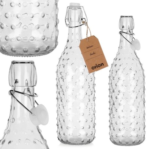 Grupa Orion Sp. z o.o. Butelka z Klipsem Szklana ORION 1 L Żłobiona Szczelna Retro