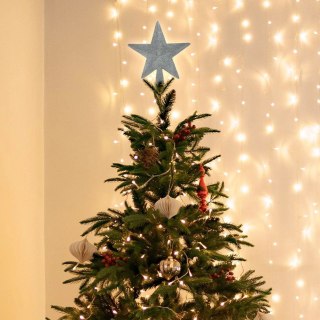 Grupa Orion Sp. z o.o. Czubek na Choinkę ORION Gwiazda 19 cm Nietłukący Srebrny Brokatowy Szpic