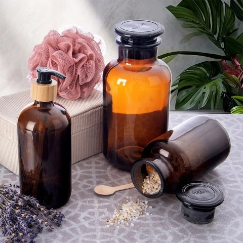 Grupa Orion Sp. z o.o. Dozownik do Mydła ORION 500 ml Szklany Brązowy z Bambusową Wstawką