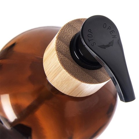 Grupa Orion Sp. z o.o. Dozownik do Mydła ORION 500 ml Szklany Brązowy z Bambusową Wstawką