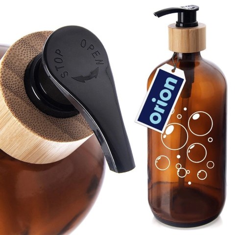 Grupa Orion Sp. z o.o. Dozownik do Mydła ORION 500 ml Szklany Brązowy z Bambusową Wstawką