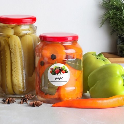 Grupa Orion Sp. z o.o. Etykiety Samoprzylepne na Słoiki ORION 36 szt. Okrągłe z Warzywami