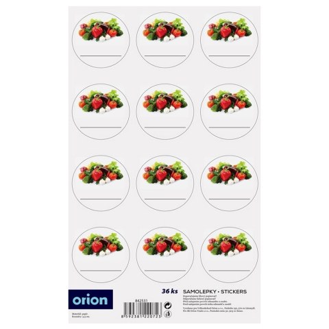 Grupa Orion Sp. z o.o. Etykiety Samoprzylepne na Słoiki ORION 36 szt. Okrągłe z Warzywami