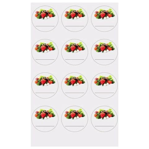 Grupa Orion Sp. z o.o. Etykiety Samoprzylepne na Słoiki ORION 36 szt. Okrągłe z Warzywami