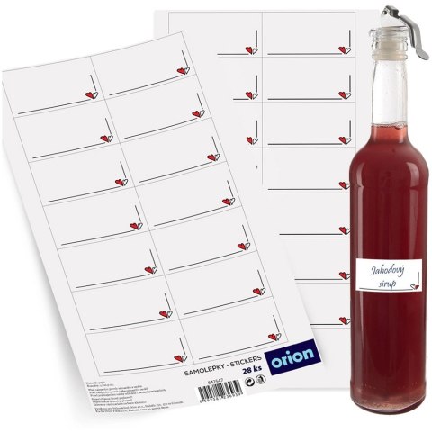 Grupa Orion Sp. z o.o. Etykiety Samoprzylepne na Słoiki ORION 28 szt. Prostokąt z Sercem