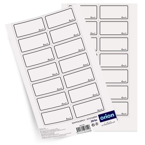 Grupa Orion Sp. z o.o. Etykiety Samoprzylepne na Słoiki ORION WHITELINE 28 szt. Białe Prostokątne