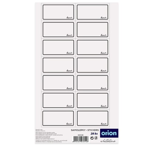 Grupa Orion Sp. z o.o. Etykiety Samoprzylepne na Słoiki ORION WHITELINE 28 szt. Białe Prostokątne