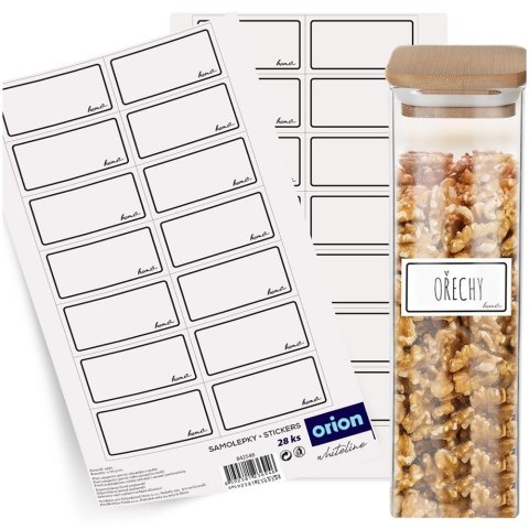 Grupa Orion Sp. z o.o. Etykiety Samoprzylepne na Słoiki ORION WHITELINE 28 szt. Białe Prostokątne