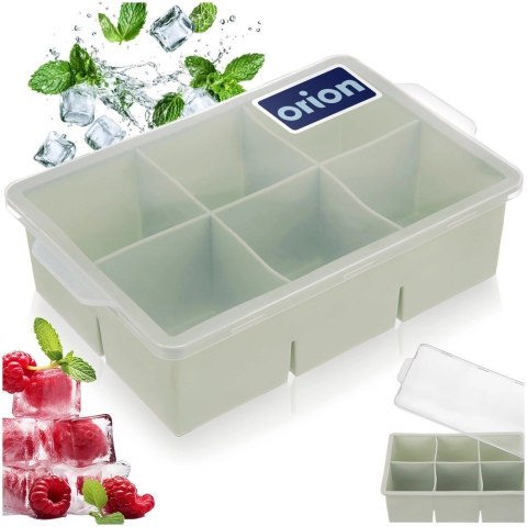 Grupa Orion Sp. z o.o. Forma do Kostek Lodu ORION XXL z Pokrywką Silikonowa Zielona 6 szt.