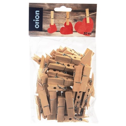 Grupa Orion Sp. z o.o. Klamerki Dekoracyjne ORION Drewniane 50 szt. 4,5 cm Scrapbooking