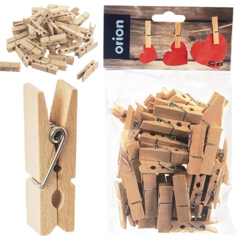 Grupa Orion Sp. z o.o. Klamerki Dekoracyjne ORION Drewniane 50 szt. 4,5 cm Scrapbooking
