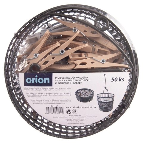 Grupa Orion Sp. z o.o. Klamerki na Pranie ORION 50 szt. w Składanym Koszyku Plastikowe