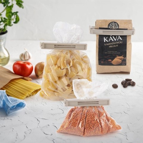 Grupa Orion Sp. z o.o. Klipsy do Torebek ORION 4 szt. Beżowe 11 cm Tworzywo Szczelne Wygodne