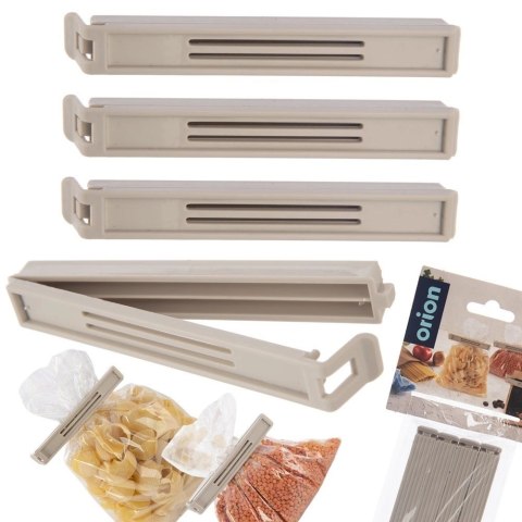 Grupa Orion Sp. z o.o. Klipsy do Torebek ORION 4 szt. Beżowe 11 cm Tworzywo Szczelne Wygodne