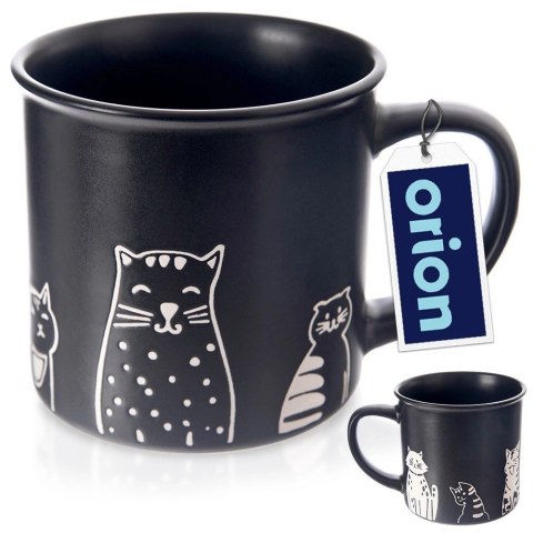 Grupa Orion Sp. z o.o. Kubek Ceramiczny Czarny Koty 500 ml ORION Odpowiedni do Zmywarki i Pojemny