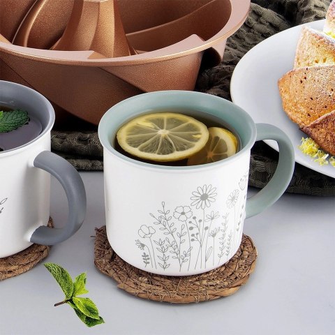 Grupa Orion Sp. z o.o. Kubek Porcelanowy 400 ml ORION Kwiaty Biały Solidny do Zmywarki