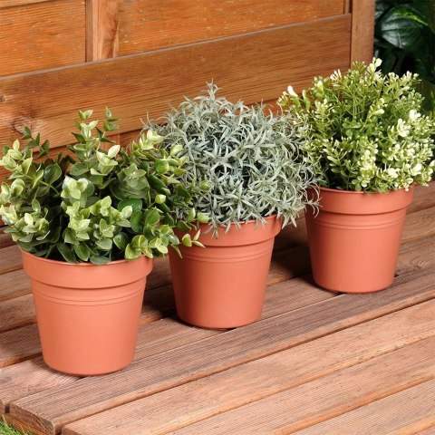 Grupa Orion Sp. z o.o. Zestaw Doniczek Okrągłych PROGARDEN 13 cm 3 szt. Ceglane Dekoracyjne
