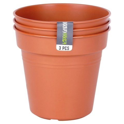 Grupa Orion Sp. z o.o. Zestaw Doniczek Okrągłych PROGARDEN 13 cm 3 szt. Ceglane Dekoracyjne