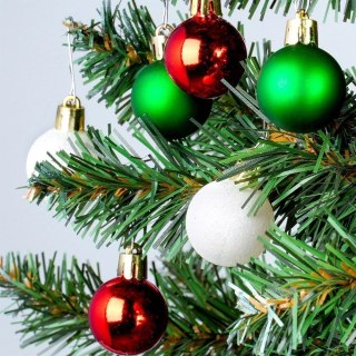 Grupa Orion Sp. z o.o. Bombki Choinkowe VILDE Czerwone Zielone Białe 3 cm Zestaw 24 szt.