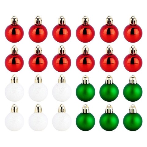 Grupa Orion Sp. z o.o. Bombki Choinkowe VILDE Czerwone Zielone Białe 3 cm Zestaw 24 szt.