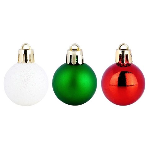 Grupa Orion Sp. z o.o. Bombki Choinkowe VILDE Czerwone Zielone Białe 3 cm Zestaw 24 szt.