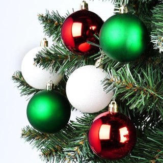 Grupa Orion Sp. z o.o. Bombki Choinkowe VILDE Czerwone Zielone Białe 6 cm Zestaw 12 szt.