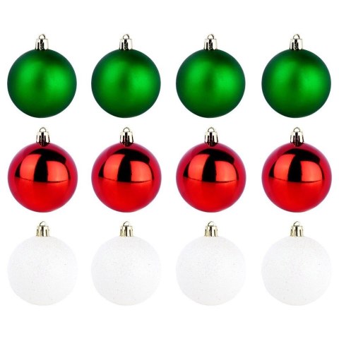 Grupa Orion Sp. z o.o. Bombki Choinkowe VILDE Czerwone Zielone Białe 6 cm Zestaw 12 szt.