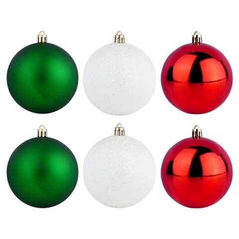 Grupa Orion Sp. z o.o. Bombki Choinkowe VILDE Czerwone Zielone Białe 8 cm Zestaw 6 szt.