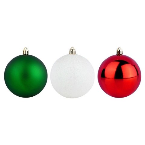 Grupa Orion Sp. z o.o. Bombki Choinkowe VILDE Czerwone Zielone Białe 8 cm Zestaw 6 szt.