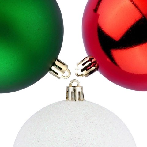 Grupa Orion Sp. z o.o. Bombki Choinkowe VILDE Czerwone Zielone Białe 8 cm Zestaw 6 szt.
