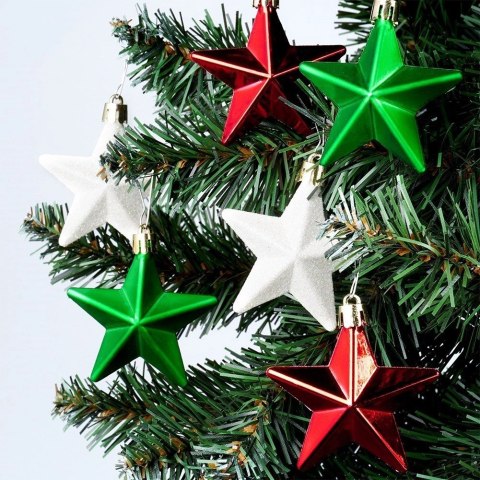 Grupa Orion Sp. z o.o. Bombki Choinkowe VILDE Gwiazdki Czerwone Zielone Białe 6,5 cm 8 szt.