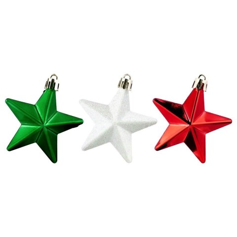 Grupa Orion Sp. z o.o. Bombki Choinkowe VILDE Gwiazdki Czerwone Zielone Białe 6,5 cm 8 szt.