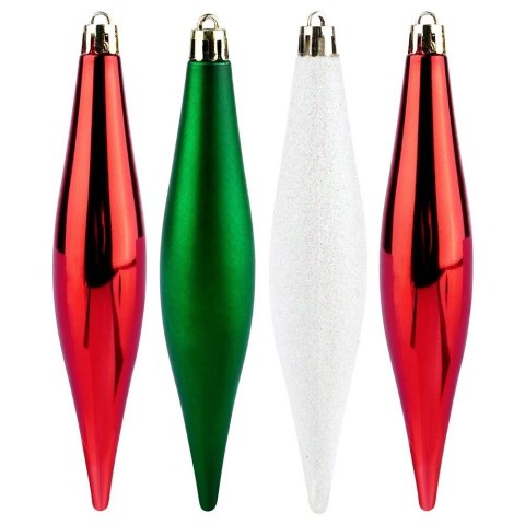 Grupa Orion Sp. z o.o. Bombki Choinkowe VILDE Sople Czerwone Zielone Białe 15 cm 4 szt.