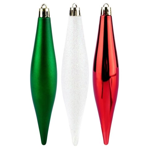 Grupa Orion Sp. z o.o. Bombki Choinkowe VILDE Sople Czerwone Zielone Białe 15 cm 4 szt.