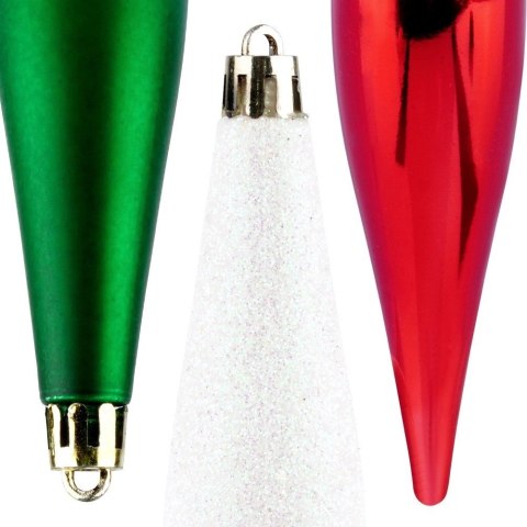 Grupa Orion Sp. z o.o. Bombki Choinkowe VILDE Sople Czerwone Zielone Białe 15 cm 4 szt.