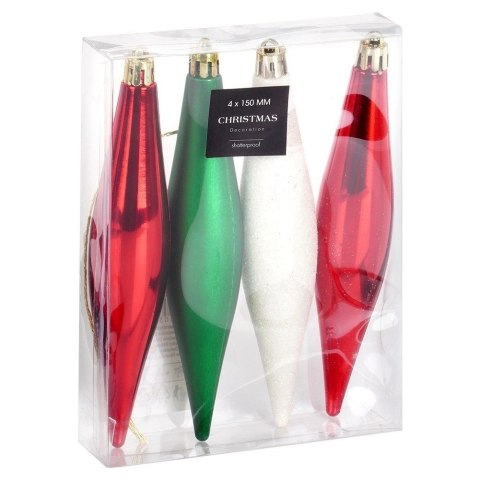 Grupa Orion Sp. z o.o. Bombki Choinkowe VILDE Sople Czerwone Zielone Białe 15 cm 4 szt.