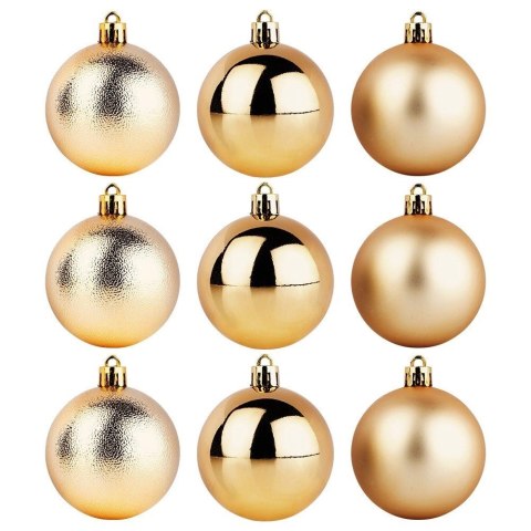 Grupa Orion Sp. z o.o. Bombki Choinkowe VILDE Złote 6 cm 9 szt. Błyszczące Matowe Strukturalne