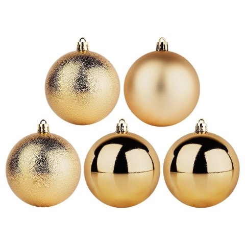 Grupa Orion Sp. z o.o. Bombki Choinkowe VILDE Złote 8 cm 5 szt. Nietłukące Błyszczące Struktura